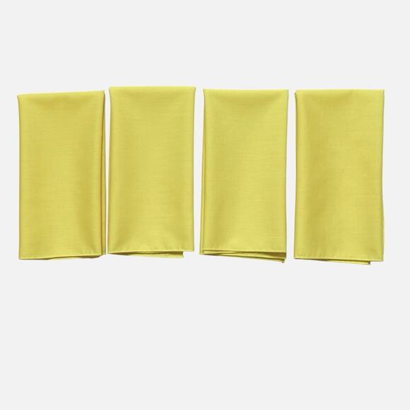 Cloth Dinner Napkins Lot of 4 Bright Yellow Square 18 Inch Soft Fabric - Picture 2 of 6